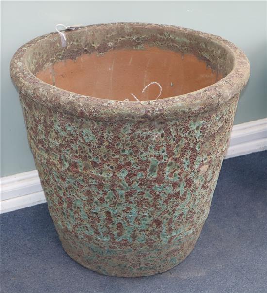 A pair of large glazed garden pots W.67cm